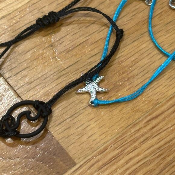 6 piece rope nautical bracelet set turquoise starfish shell anklets - Picture 4 of 6